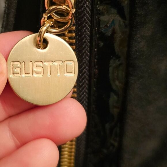 Gustto Black Patent Leather and Suede Large Wristlet Lapol Clutch - Picture 7 of 16